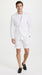 Men’s White Summer Suit with Shorts, 2 Piece Linen Style Wedding Beach Short Suit Set double breasted style