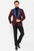Mens Burgundy Tuxedo Dinner Jacket Blazer with Blue Satin Shawl Lapel  Wedding and Party Jacket