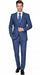 Mens Indigo Navy Blue Windowpane Check Suit – Classic 2-Piece Formal Business and Wedding Wear Set in Cobalt Blue