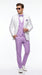 Men’s White and Lavender Tuxedo Wedding Suit with Dinner Jacket, Vest, Pants and Bow Tie