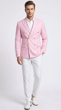 Men’s Light Pink Double Breasted Blazer – Sport Jacket Coat