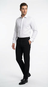 Mens White Herringbone Shadow and Tone on Tone Dress Shirt – Classic Formal Wedding