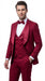 Mens Burgundy Wedding Tuxedo Suit – Paisley Three Piece Formal Suit Set with Shawl Lapel for Groom, Prom