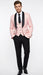 Men’s Blush Pink Tuxedo Suit Set with Black Shawl Lapel – 3 Piece Formal Wedding and Party Prom Vest + Black Pants