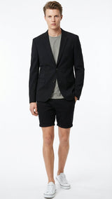 Men’s Black Summer Business Suit with Shorts Pants Set Modern Fit