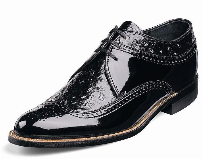 1920s Dress Shoes Shiny Black Wingtip