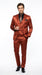 Men’s Rust Copper Coganc Shiny Sateen 3 Piece Suit, Vested Formal Wedding Prom Suit Set Ultra Slim Fit