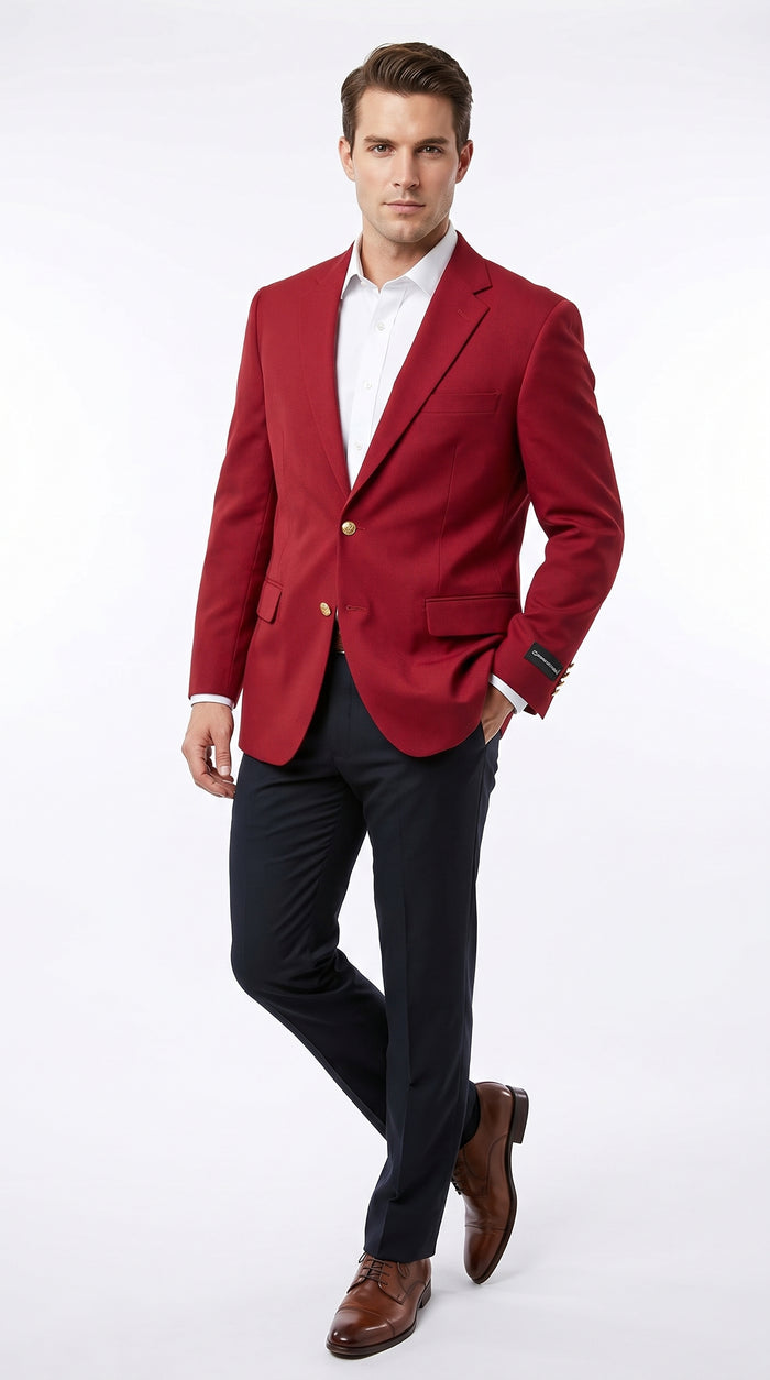 Men’s Burgundy Wine Maroon Dress Casual Blazer with Notch Lapel, Designer Fashion Sportscoat