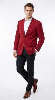 Men’s Burgundy Wine Maroon Dress Casual Blazer with Notch Lapel, Designer Fashion Sportscoat