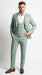 Mint Green Plaid Three Piece Suit for Men | Classic Checkered Formal Suit with Jacket Vest and Pants By Rossiman