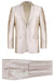Mens Basic Two Button Slim Fit Suit with Optional Vest in Shiny Champagne Tan Sharkskin