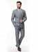 Mens Grey Tone on Tone Double-Breasted Suit – Classic Slim Fit 2 Piece Formal Business Gray Shadow Stripe
