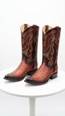 Los Altos Boots Boots Caiman Tail Faded Cognac Pointed Toe Cowboy Boots