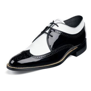 1920s Dress Shoes Shiny Black Wingtip 00375-01