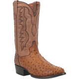 Dan Post Men's Tempe Full Quill Ostrich Round Toe Boots - Saddlebrown