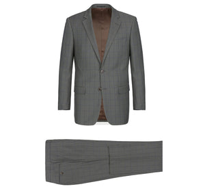 292-2 Men's Two Piece Classic Fit Windowpane Check Dress Suit