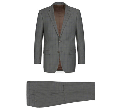 292-2 Men's Two Piece Classic Fit Windowpane Check Dress Suit
