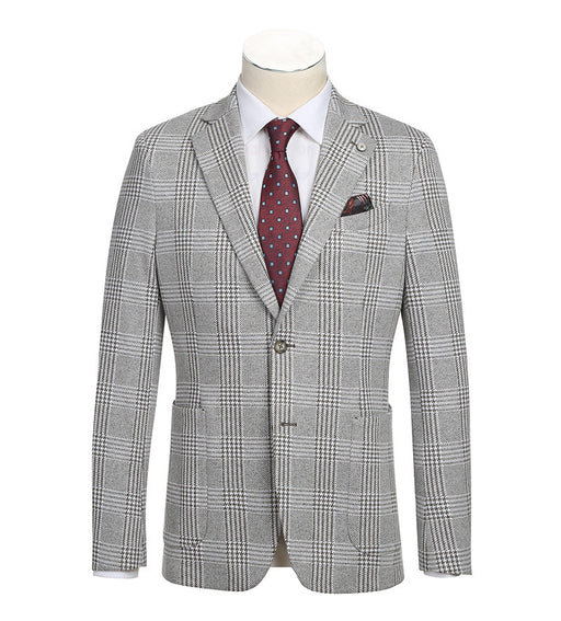 Half Canvas Slim Fit Blazer in Plaid Gray
