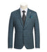 Half Canvas Slim Fit Blazer in Green Blue Check