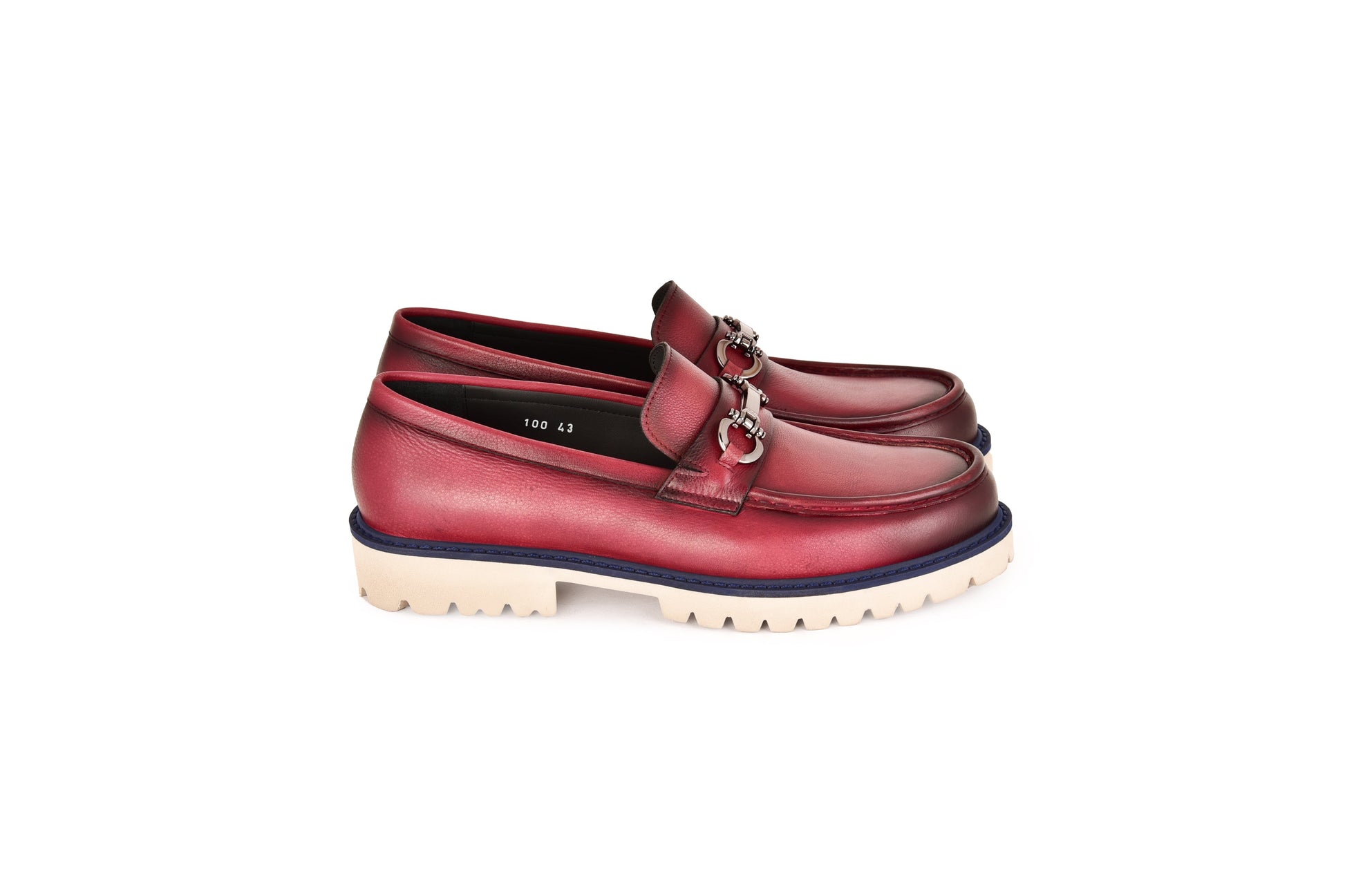 C0001203-7887 loafer with silver buckle-burgundy - Image 2