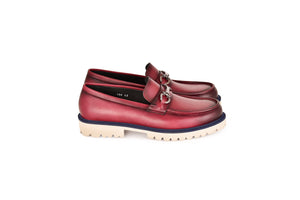 C0001203-7887 loafer with silver buckle-burgundy - Image 2