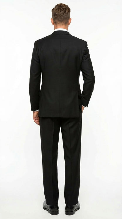 Tiglio Mens Black 3 Piece Suit – Single Button Classic Fit Pleated Wide Leg Pants Formal Business Chruch Suit - 100% Wool