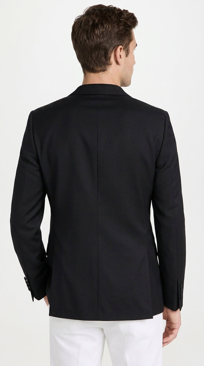 Men’s Classic Black Dinner Jacket – Satin Peak Lapel Formal Tuxedo Blazer