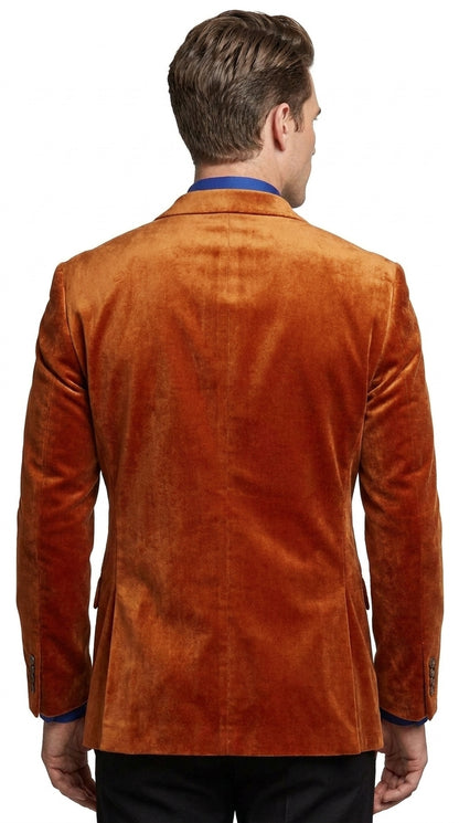 Men’s Burnt Orange Velvet Blazer – Kingsman Golden Bee Inspired Luxury Dinner Jacket