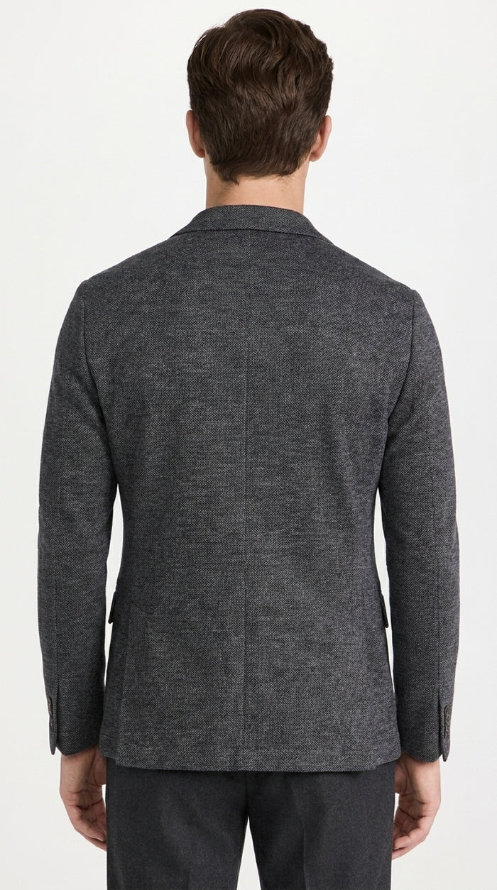 Men’s Charcoal Grey Sport Coat – Classic Two Button Notch Lapel Textured Blazer