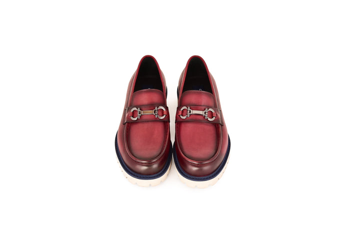 C0001203-7887 loafer with silver buckle-burgundy - Image 4