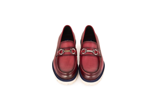 C0001203-7887 loafer with silver buckle-burgundy - Image 4
