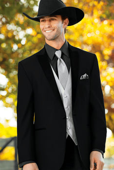 Men 2 Button Trim Cowboy in Black Cowboy Suit - Country Wedding Suits - Image 9