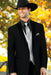 Men 2 Button Trim Cowboy in Black Cowboy Suit - Country Wedding Suits