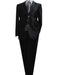 Notch Lapel Jet Black Sharkskin Cheap Priced Business Suits