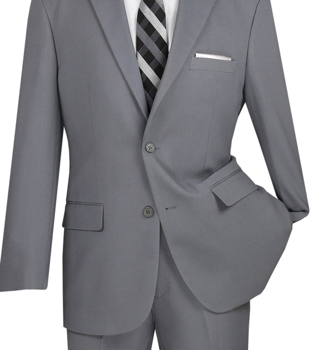 Lucci 2-Button with Flat Front Slacks Budget Suit - Medium Grey