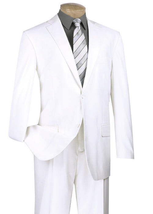 Lucci 2-Button with Flat Front Slacks Budget Suit - White