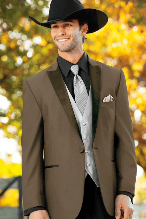 Men's Tan Cowboy Suit with 2-Button Trim Country Wedding Attire