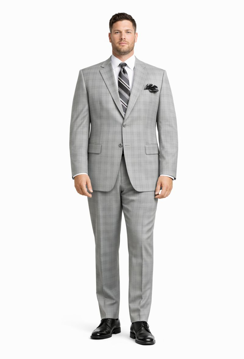 2 Btn Flat Front Pants Glen Plaid, Side Vents, Super 150's Pick Stitch Suit - Image 7