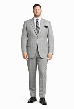 2 Btn Flat Front Pants Glen Plaid, Side Vents, Super 150's Pick Stitch Suit - Image 7