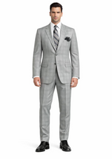 2 Btn Flat Front Pants Glen Plaid, Side Vents, Super 150's Pick Stitch Suit