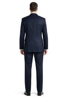 2 Btn Stripe ~ Pinstripe, Flat Front Pants, Side Vents, Pick Stitch, Super 150's Suit Dark Navy Blue  Suit For Men - Image 2