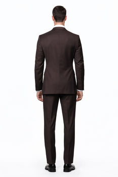 2 Button Brown Suit With A Vest Super 150'S Italian Pick Stitched Lapel Slanted Pocket - Three Piece Suit - 100% Percent Wool Fabric Suit - Worsted Wool Business Suit - Image 2