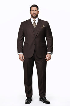 2 Button Brown Suit With A Vest Super 150'S Italian Pick Stitched Lapel Slanted Pocket - Three Piece Suit - 100% Percent Wool Fabric Suit - Worsted Wool Business Suit - Image 5