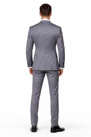 2 Button Charcoal Suit With A Vest Super 150'S Italian Pick Stitched Lapel Slanted Pocket - Three Piece Suit - 100% Percent Wool Fabric Suit - Worsted Wool Business Suit - Image 2