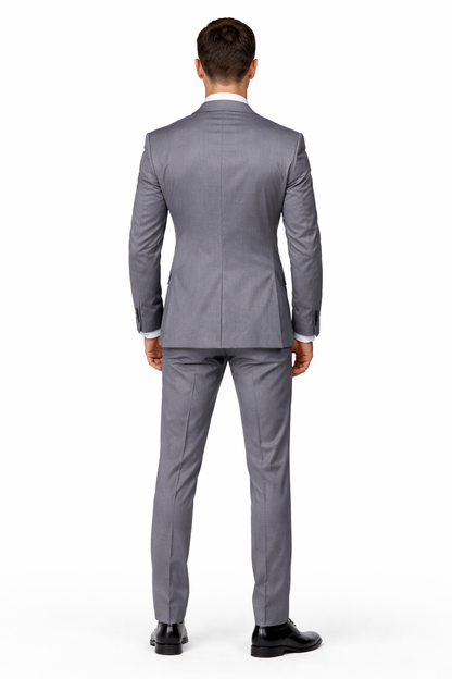 2 Button Charcoal Suit With A Vest Super 150'S Italian Pick Stitched Lapel Slanted Pocket - Three Piece Suit - 100% Percent Wool Fabric Suit - Worsted Wool Business Suit - Image 2