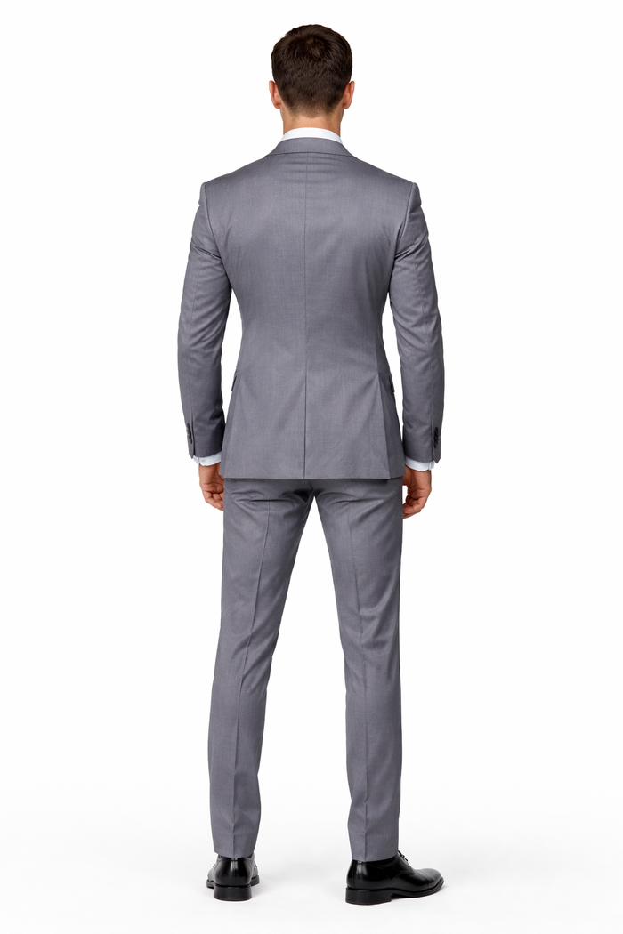 2 Button Charcoal Suit With A Vest Super 150'S Italian Pick Stitched Lapel Slanted Pocket - Three Piece Suit - 100% Percent Wool Fabric Suit - Worsted Wool Business Suit - Image 2