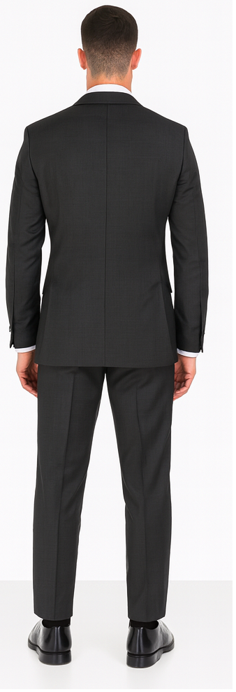 Vitali Brand Suits - 2 Button Sharkskin Textured Pattern Tapered Fit Suit With Vent Slim Fit Charcoal Online Discount Fashion Sale