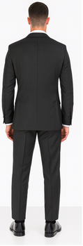 Vitali Brand Suits - 2 Button Sharkskin Textured Pattern Tapered Fit Suit With Vent Slim Fit Charcoal Online Discount Fashion Sale