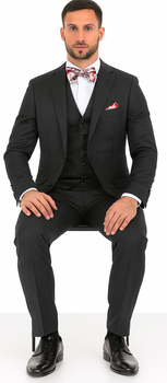 Vitali Brand Suits - 2 Button Sharkskin Textured Pattern Tapered Fit Suit With Vent Slim Fit Charcoal Online Discount Fashion Sale