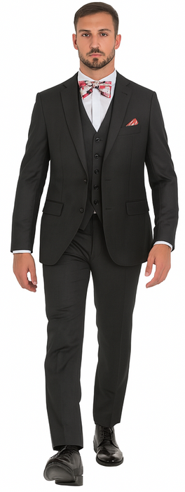 2 Button Sharkskin Textured Pattern Tapered Fit Suit With Vent Slim Fit Charcoal Online Discount Fashion Sale